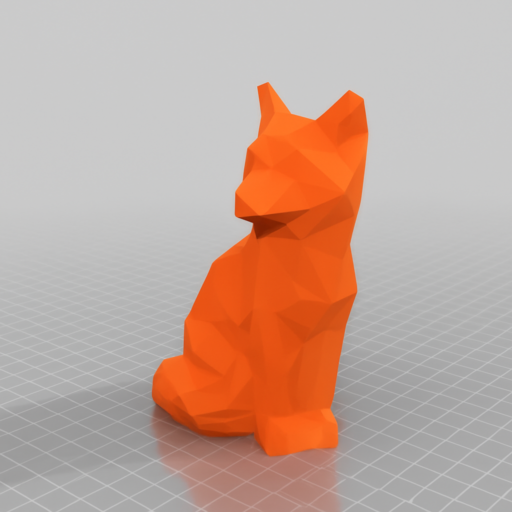 Low Poly Fox Figurine – Minimalist 3D Printed Animal Sculpture