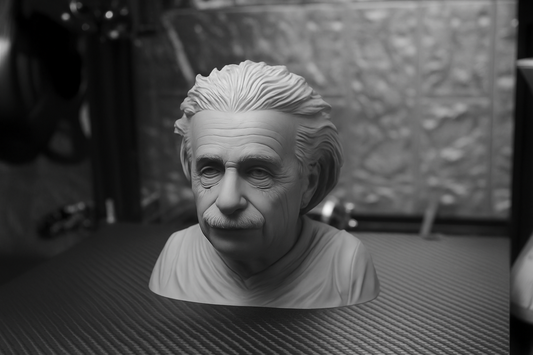 Albert Einstein Bust – 3D Printed Figure (Paintable Solid Color)