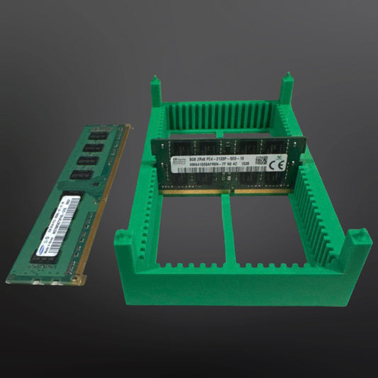 HEAVY DUTY Stackable RAM Tray – Holds 32 Laptop or 16 Desktop Memory Sticks | 3D Printed Organizer for DIMM & SODIMM